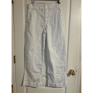 Paige Sasha White High Rise Wide Leg Front Seam Denim Jeans Size 30
